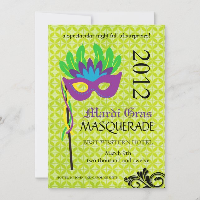 Invitación a la mascarada del Mardi Gras (Anverso)