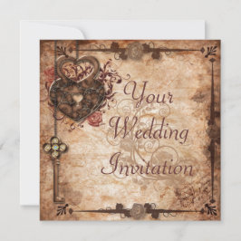 Invitación a la matrimonio de llave y bloqueo