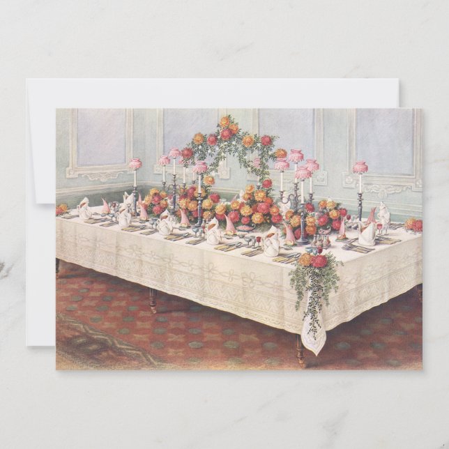 Invitación a la mesa de banquetes de bodas antigua (Anverso)