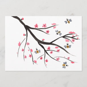 Invitación a la miel de abeja y cerezo