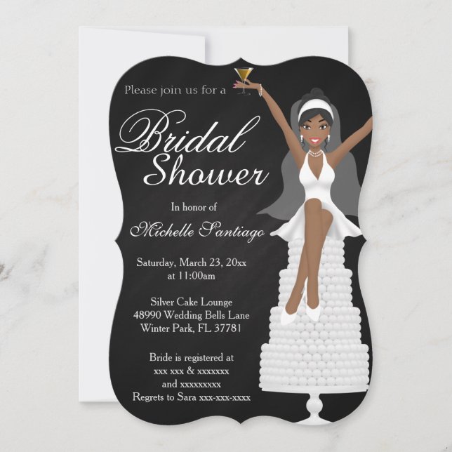 Invitación a la Moda Blanca Moderna Bridal Shower (Anverso)