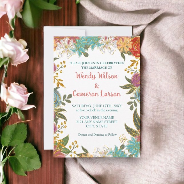 Invitación a la moda de la boda Verde azulada con  (Subido por el creador)