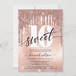Invitación a la moda de oro Rosa Sweet 16