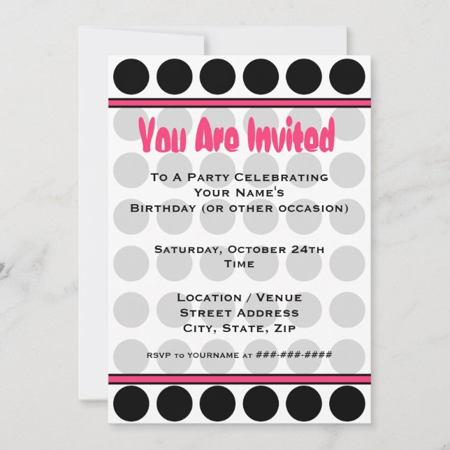 Invitación a la moda de Polka Dot (Anverso)