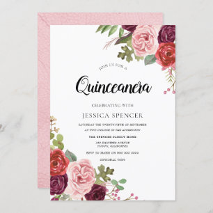 Invitación a la moda de Quinceanera en las flores 