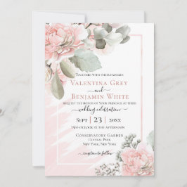 Invitación a la moda de rosa con polvo floral de R