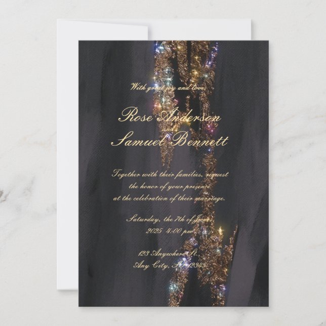 Invitación a la Moda del monograma negro de Reliev (Anverso)