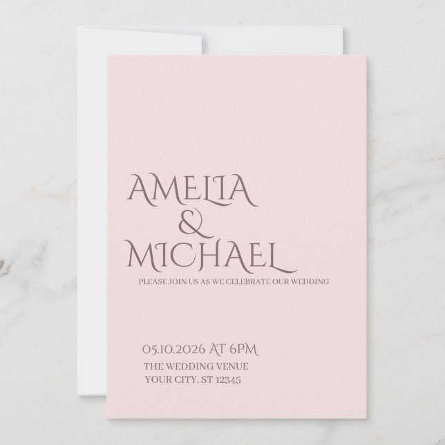 Invitación a la Moda mínima y a la boda de Rubor (Anverso)