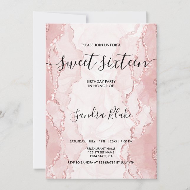 Invitación a la moda moderna Rubor Pink Girly (Anverso)