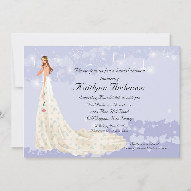 Invitación a la moda Novia Bridal Shower Lavender (Anverso)