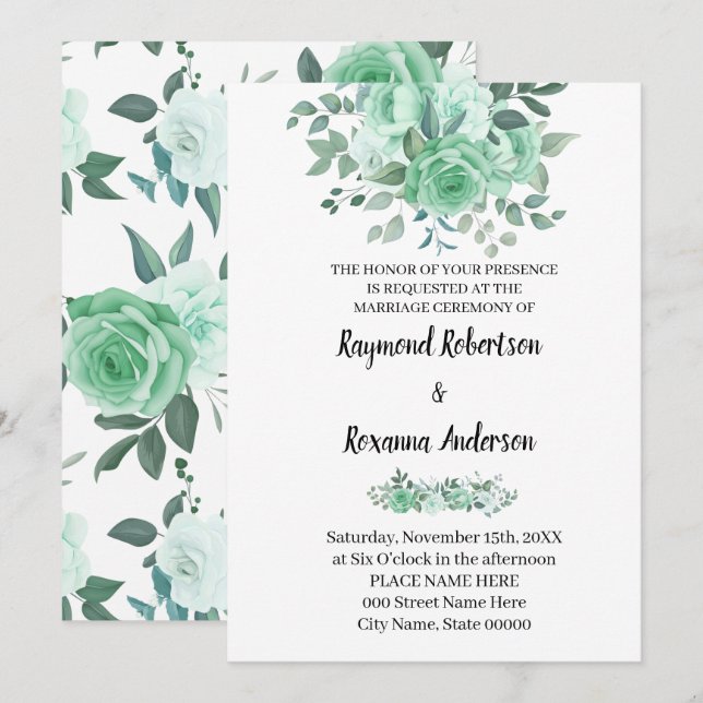 Invitación a la Moda por países de los Rosas verde (Anverso / Reverso)