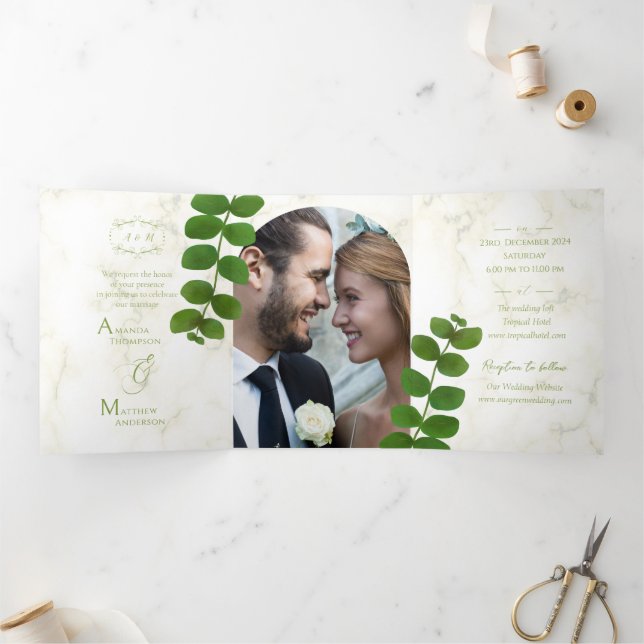 Invitación a la Moda verde boda (Interior)