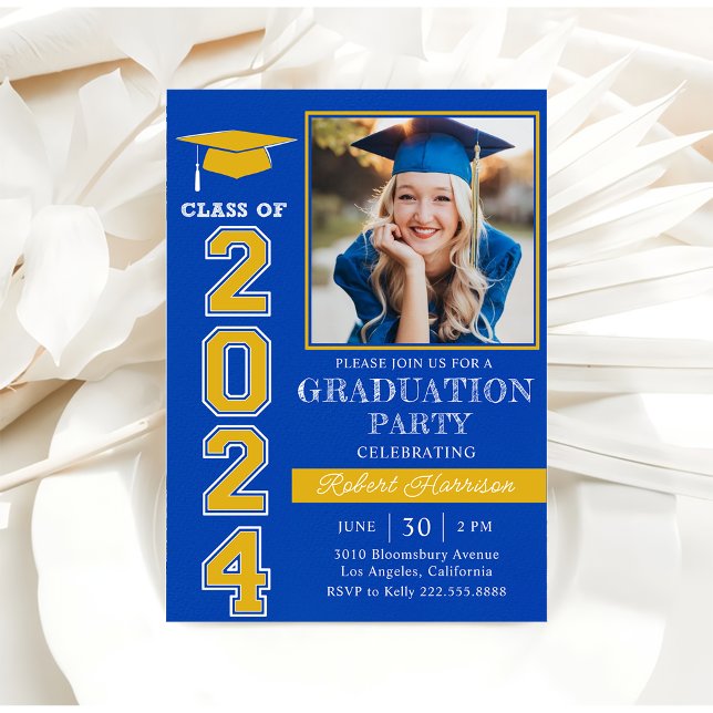 Invitación a la Modern Blue Photo Graduation Party (Subido por el creador)
