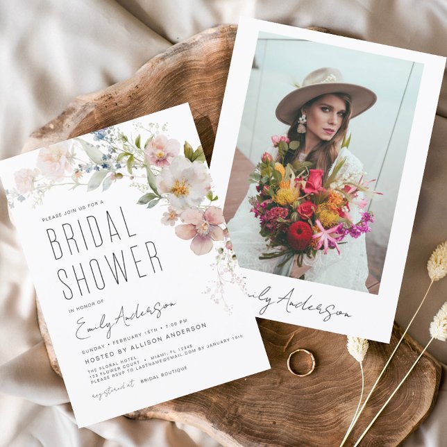 Invitación a la moderna ducha de flores de flores  (Subido por el creador)