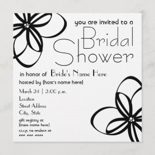 Invitación a la moderna ducha de novia en blanco y