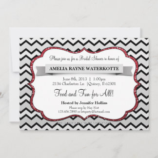 Invitación a la moderna ducha de novia roja gris C