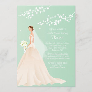 Invitación a la moderna ducha de novia verde BRUNE