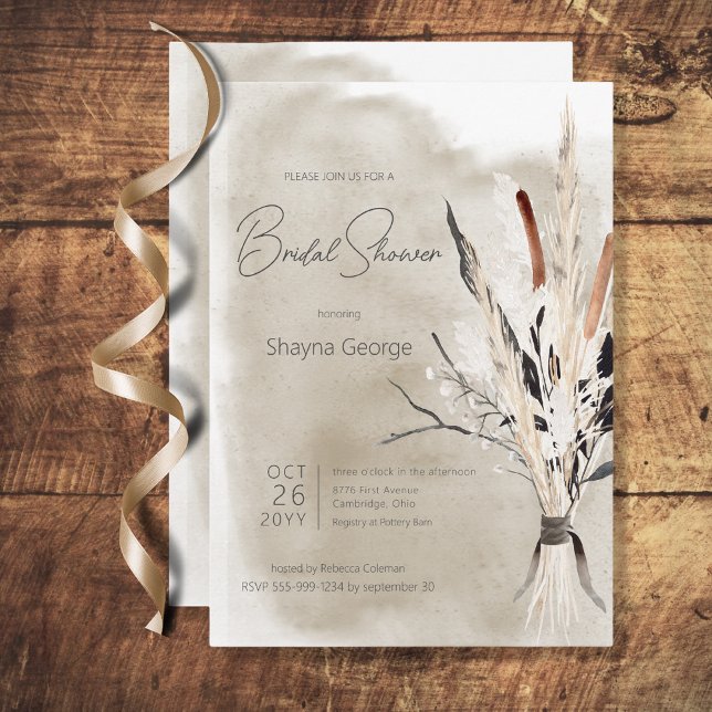 Invitación a la moderna ducha nupcial de Boho Bouq (Subido por el creador)