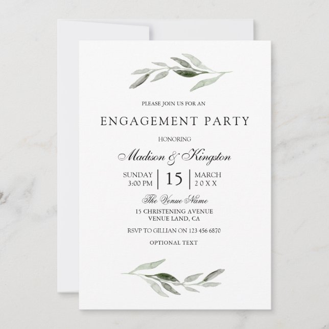 Invitación a la moderna fiesta de compromiso elega (Anverso)