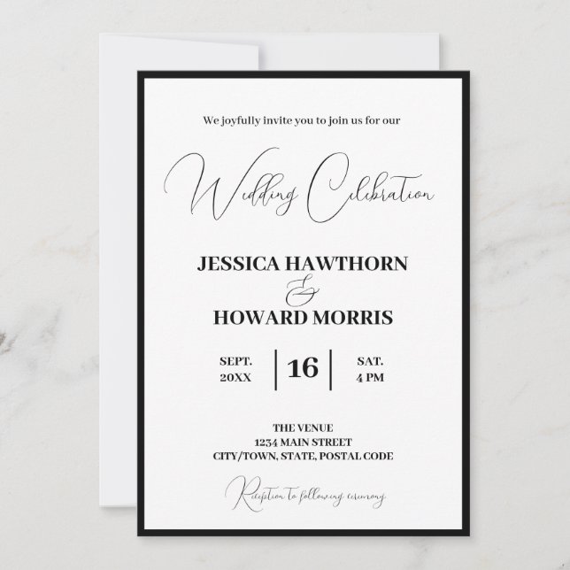 Invitación a la modesta boda blanca (Anverso)