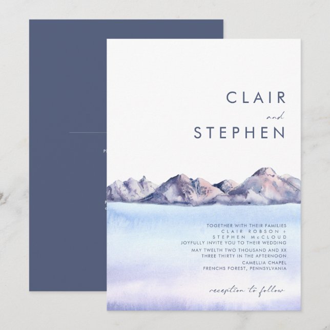 Invitación a la Montaña de Invierno Todo En Una Bo (Anverso / Reverso)