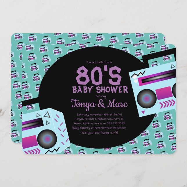 Invitación a la música de la fiesta de baby shower (Anverso / Reverso)