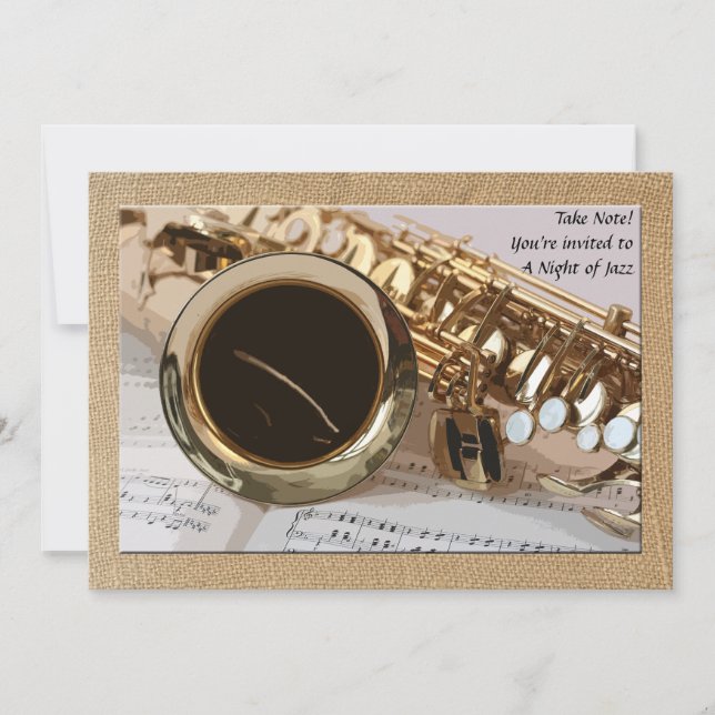 Invitación a la música de Saxofón y Hoja (Anverso)