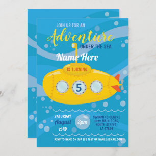 Invitación a la natación submarina Fiesta cumpleañ