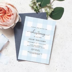Invitación a la Navidad de Blue Gingham