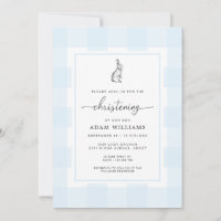 Invitación a la Navidad de Bunny Rabbit Blue Gingh