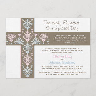 Invitación a la Navidad de niño y Chica gemelo