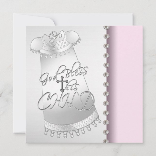 Invitación a la Navidad de Pearls Pink White Baby (Anverso)