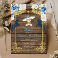 Invitación a la Navidad de Rustic Wood Boy Baptism
