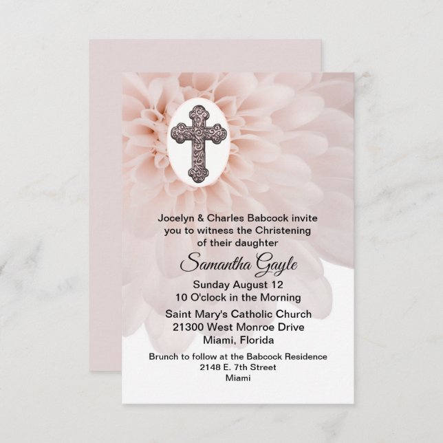 Invitación a la Navidad entre Flores y Bebés Rubor (Anverso / Reverso)