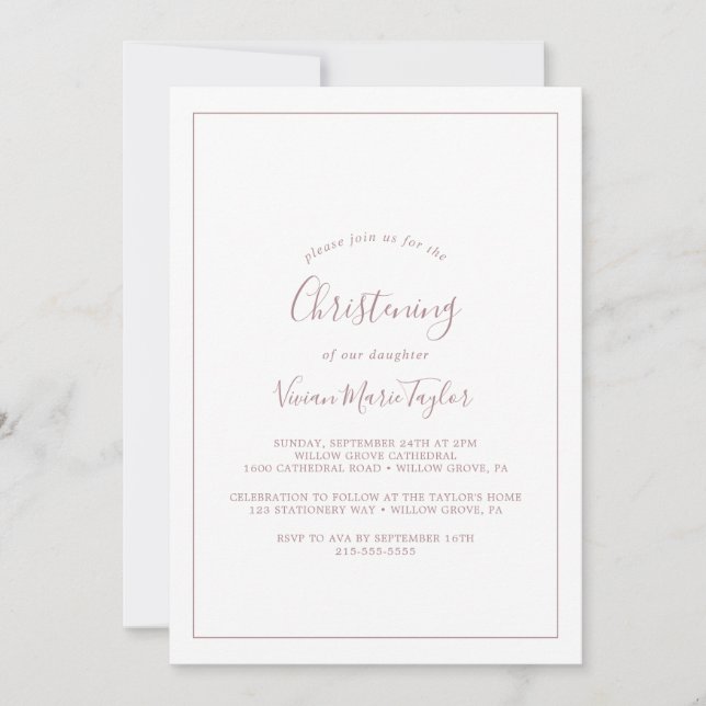 Invitación a la Navidad Rosa minimalista (Anverso)
