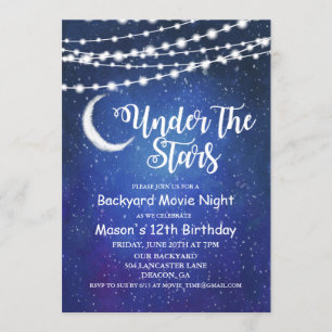 Invitación a la noche de cine en el jardín bajo la