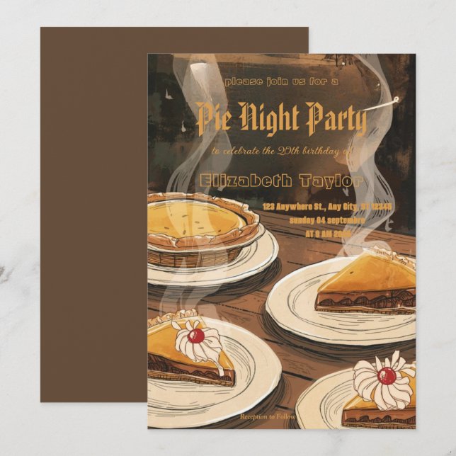Invitación a la Noche de Compartir Tarta – Dulce y (Anverso / Reverso)