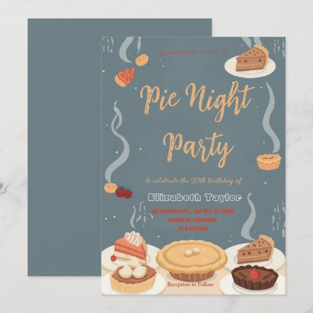 Invitación a la Noche de Compartir Tarta – Dulce y (Anverso / Reverso)