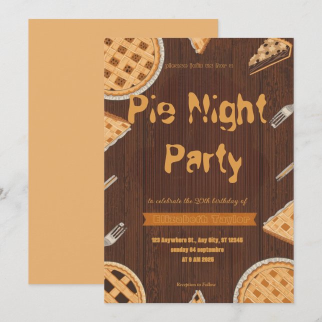Invitación a la Noche de Compartir Tarta – Dulce y (Anverso / Reverso)