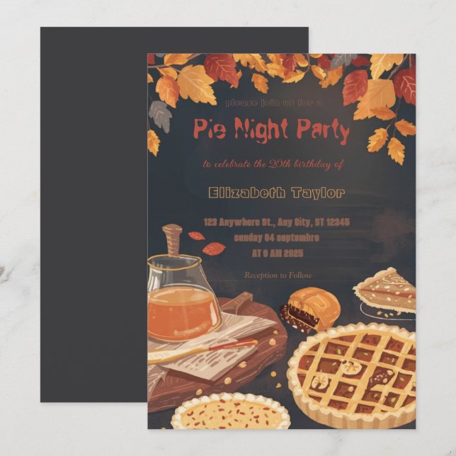 Invitación a la Noche de Compartir Tarta – Dulce y (Anverso / Reverso)