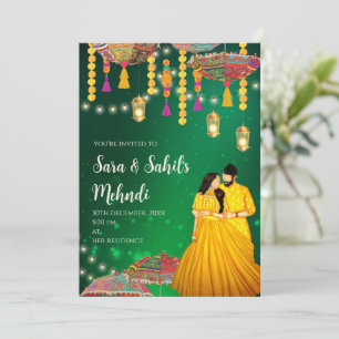 invitación a la noche de Mehndi fiesta de henna y 