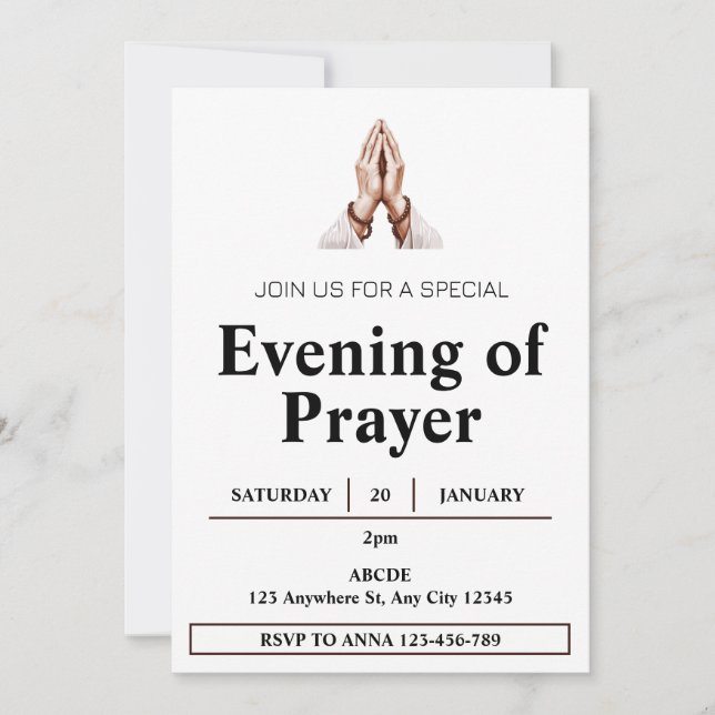 Invitación a la Noche de Oración (Anverso)