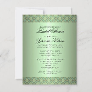 Invitación a la Noche Green Damask Swirls