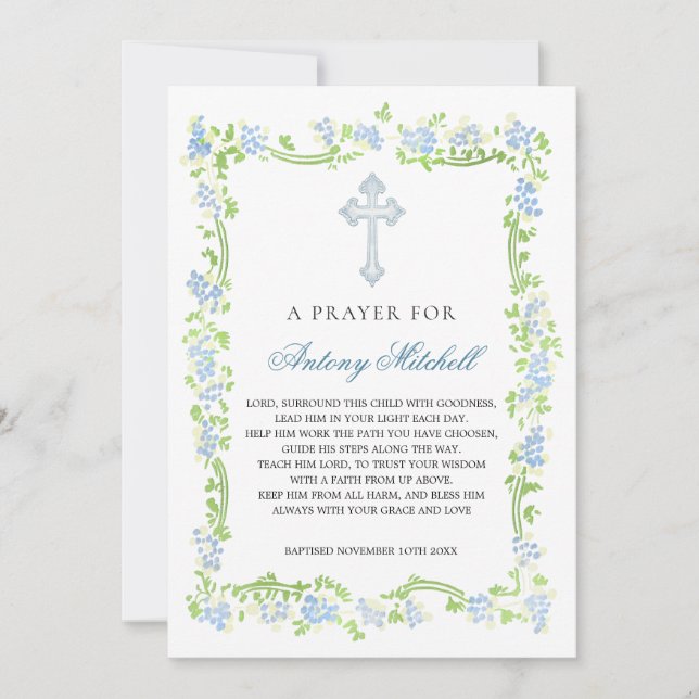 Invitación a la oración de Baptismo de la Cruz Flo (Anverso)