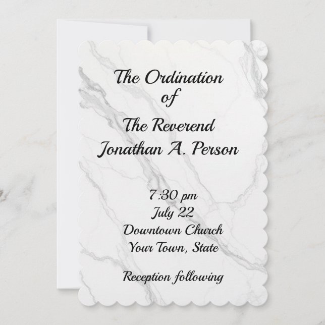 Invitación a la Ordenación del Pastor de Marble Lo (Anverso)