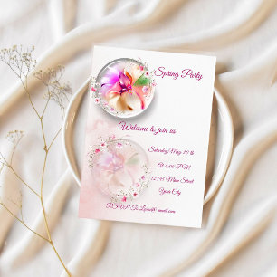 Invitación a la orilla de vidrio floral