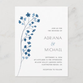 Invitación a la página web del Boda floral azul mo