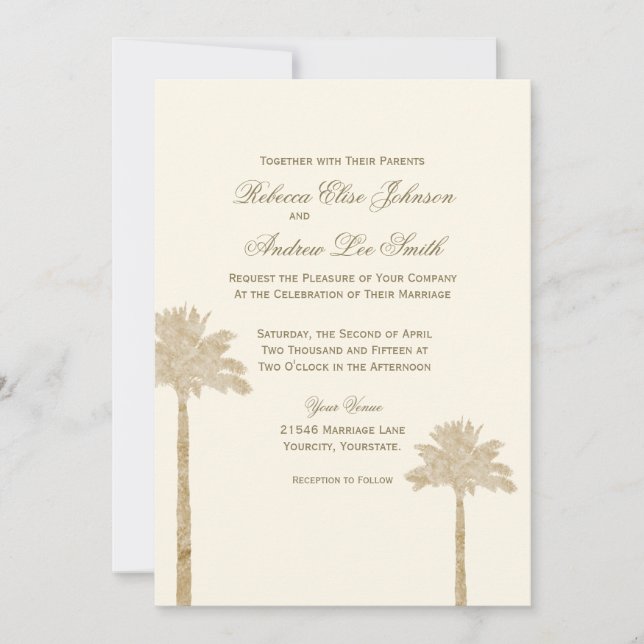 Invitación a la Palm Elegante (Anverso)