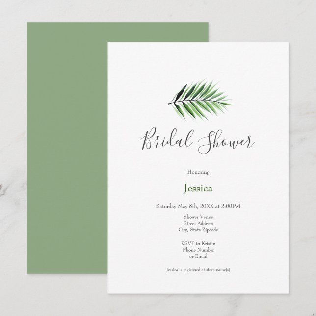 Invitación a la palma acuarela (Anverso / Reverso)