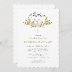 Invitación a la paloma y al bautismo cruzado {Twin